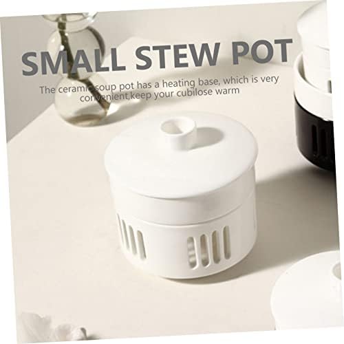 GLEAVI Ceramic Soup Stew Bowl with Lid and Heating Base