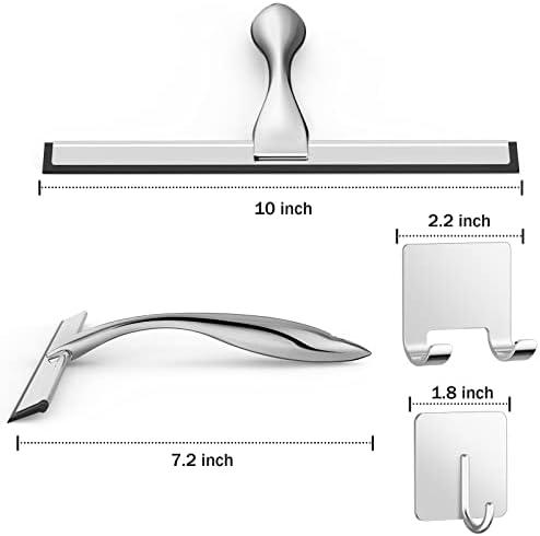 Docrok 10 Inch All-Purpose Shower Squeegee with 2 Hooks