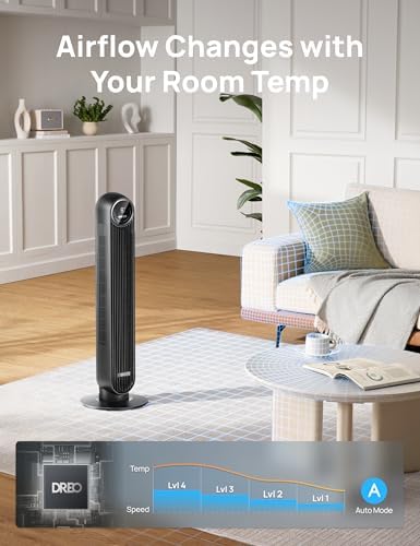 Dreo Tower Fan for Bedroom with 4 Speeds and 4 Modes