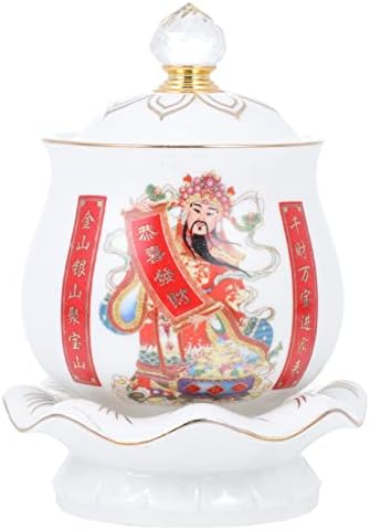 VOSAREA Buddhist Water Offering Cup Ceramic Bowl for Meditation Supplies