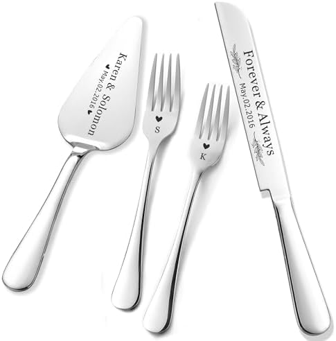 Personalized Silver Wedding Cake Knife and Server Set