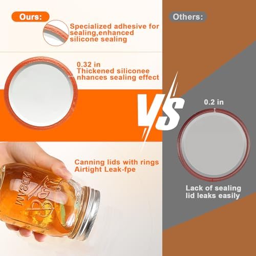 52 PCS Reusable Mason Jar Lids and Rings with Whiteboard Marker