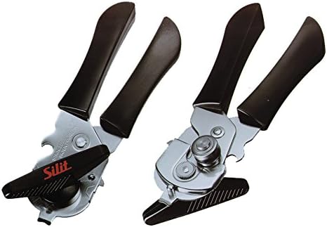 Silit Can Opener with Bottle Opener and Lid Tongs Stainless Steel Black