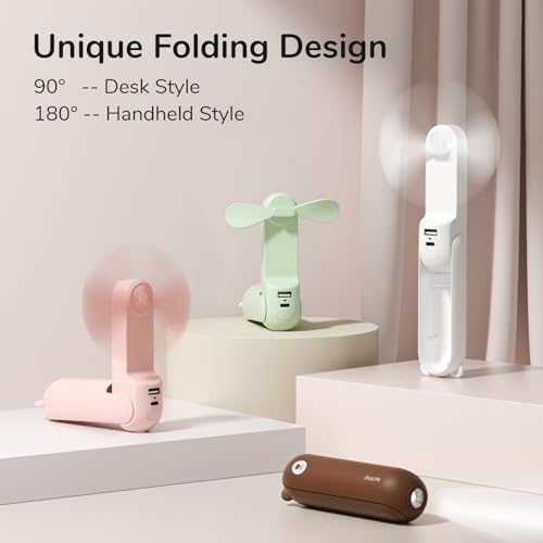 JISULIFE 3 IN 1 USB Rechargeable Mini Fan with Flashlight and Power Bank