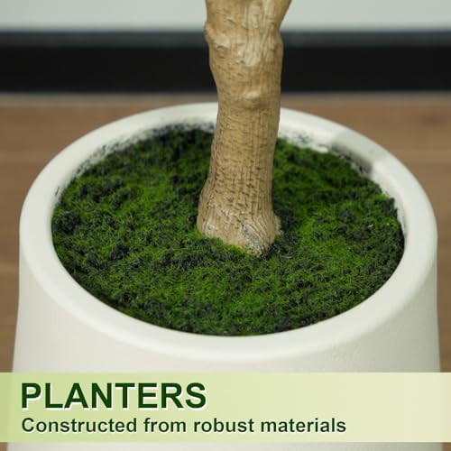 VIVATREES 7FT Artificial Olive Tree with White Planter