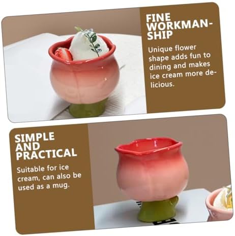 Elegant Tulip Ceramic Ice Cream Cup Multifunctional Mug