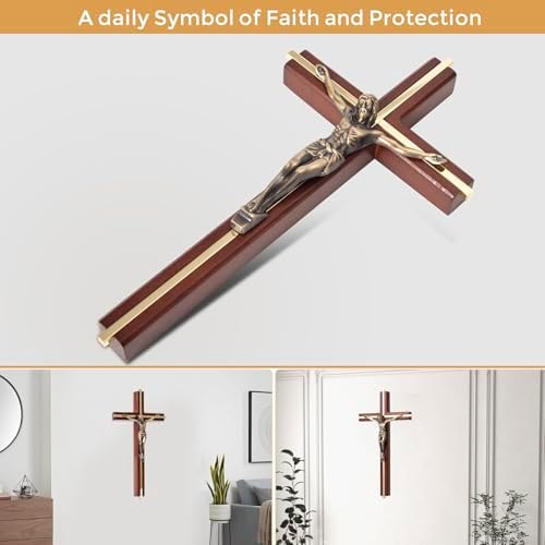 ACHIBANG 10 Inch Wooden Wall Cross with Jesus