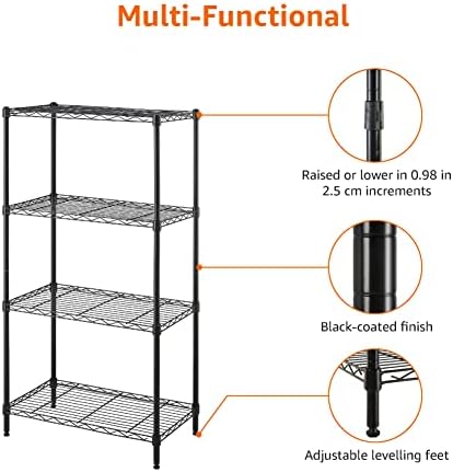 Amazon Basics 4 Shelf Steel Wire Storage Rack Black 48 Inches
