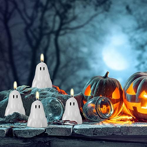 Jutom 10 Pack White Halloween Decor Candles