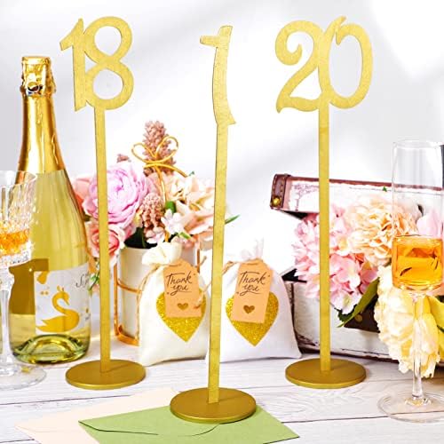 20 Pcs Wood Wedding Table Numbers 1-20 with Holder Base