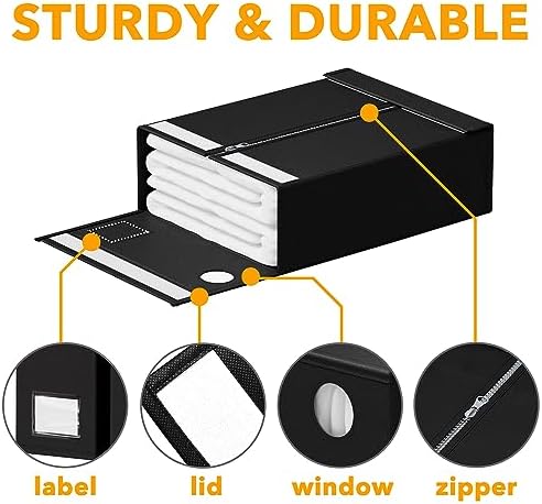 SpaceAid 6 Pack Bed Sheet Organizers Storage Black Foldable