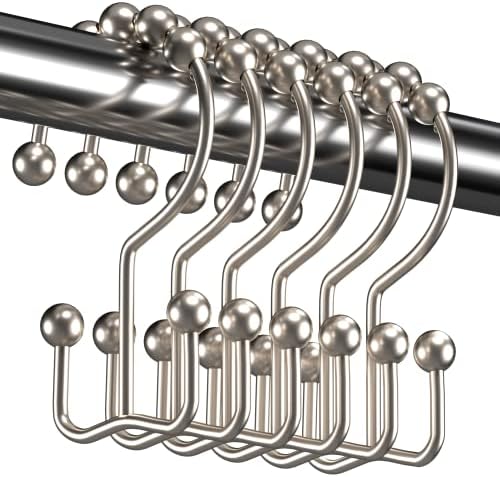 Titanker Shower Curtain Rings Set of 12 with Double Glide Hooks