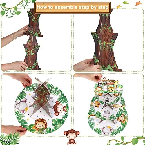 Nuenen Safari Cupcake Stand 3 Tier Jungle Theme Decor