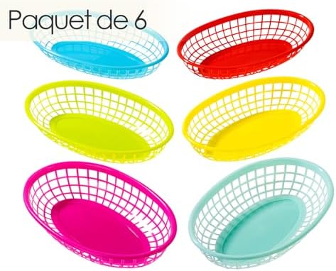 Cuban Fiesta Multicolor Plastic Food Baskets 6 Pack