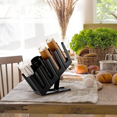 Cairondin Paper Cup and Lid Holder with Straw Organizer Black