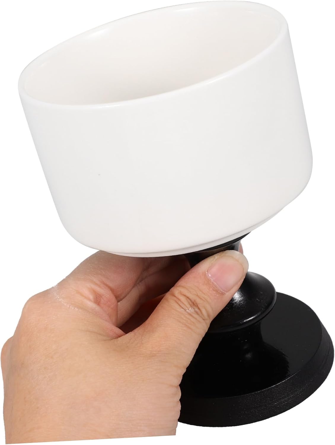 Zerodeko 220ml Ceramic Dessert Cup Black Round Tall Footed Bowl Goblet
