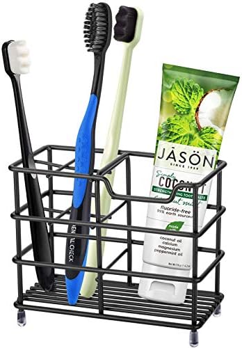 Urbanstrive 304 Stainless Steel Toothbrush Holder with ToothPaste Slot Black