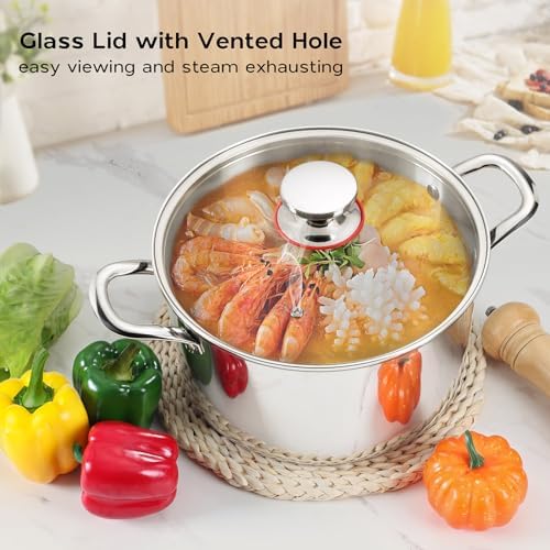 6 Quart Stockpot with Lid Tri-Ply Induction 1810 Stainless Steel