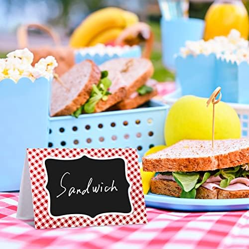 TaoBary 24 Pcs Red Gingham Chalkboard Party Decorations