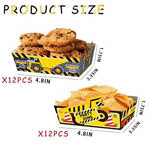 24 Pcs Construction Themed Snack Bowls Party Supplies
