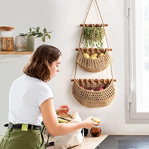 Horpait Hanging Fruit Basket 3 Tier Organizer