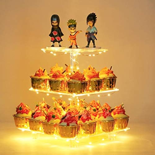 YestBuy 3 Tier Clear Cupcake Stand - LED Light - Premium Acrylic Display
