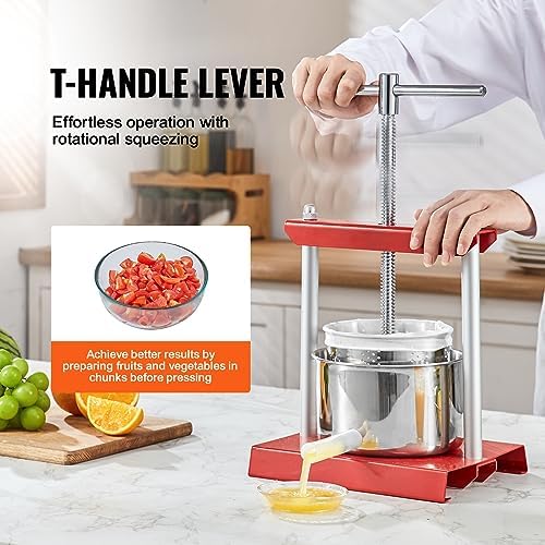 VEVOR Manual Wine Press 2L with Dual Barrels and T-Shaped Handle