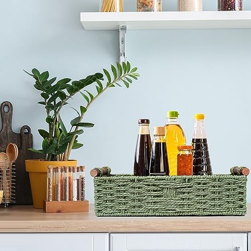 Stobsk Round Wicker Storage Basket with Handle Green