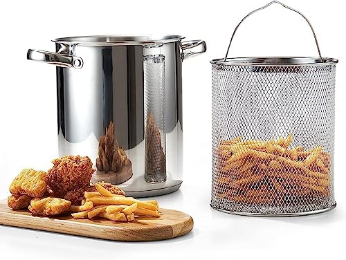 Cook N Home 304 Stainless Steel Deep Fryer Pot with Drip Drainer