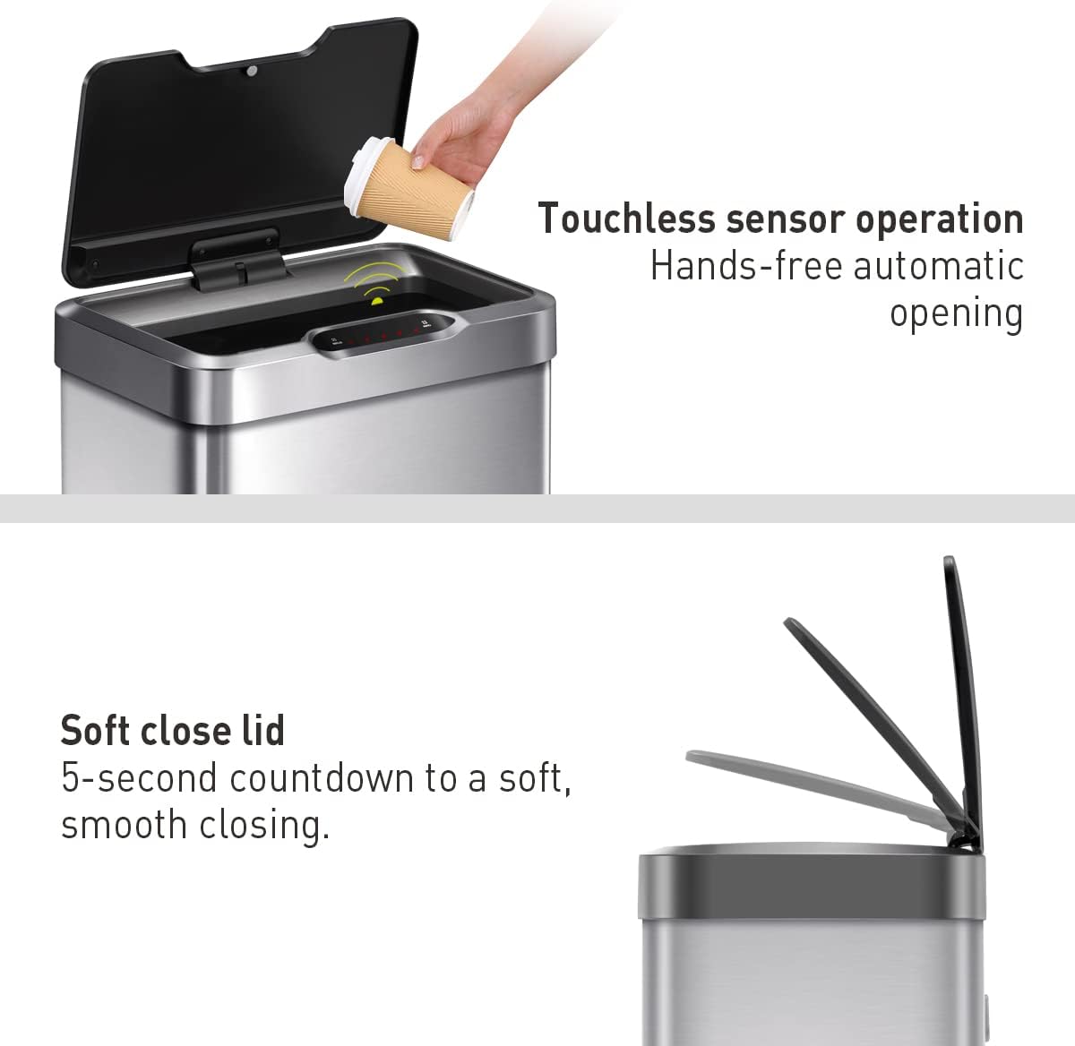 EKO Mirage-T 50 Liter Touchless Motion Sensor Trash Can