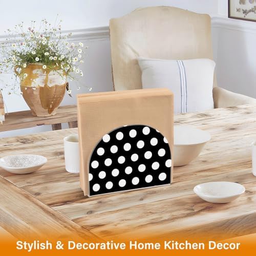 Caikeny Acrylic Napkin Holder Black White Polka Dot