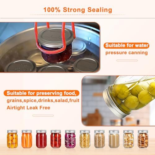 52 PCS Reusable Mason Jar Lids and Rings with Whiteboard Marker