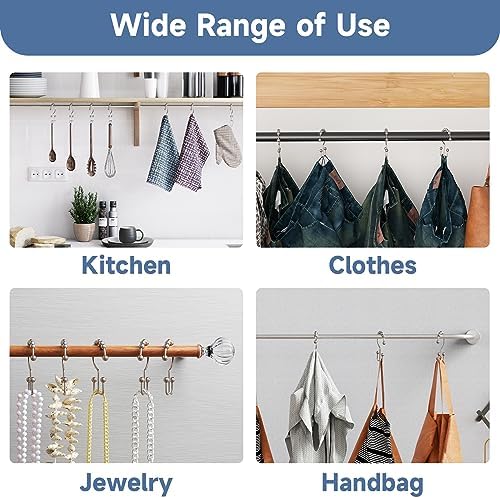 Titanker Shower Curtain Rings Set of 12 with Double Glide Hooks