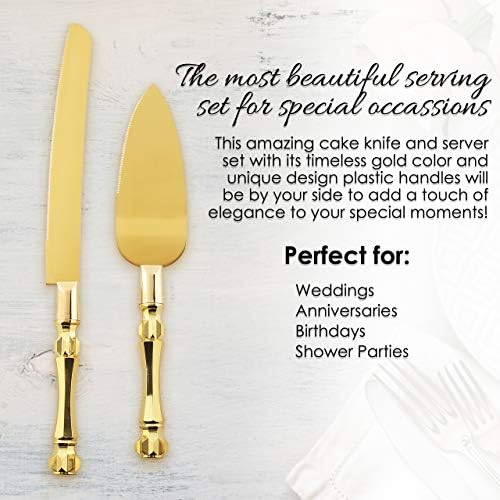 Homi Styles Gold Elegant Cake Knife and Server Set