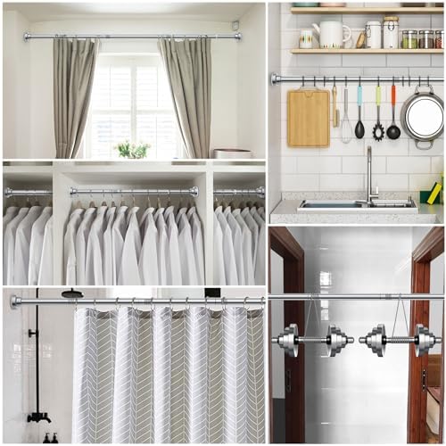 Ausemku Tension Shower Curtain Rod - 26-76 Inch Silver