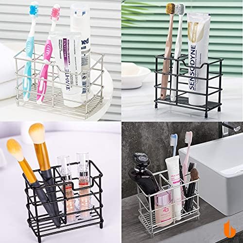 Urbanstrive 304 Stainless Steel Toothbrush Holder with ToothPaste Slot Black
