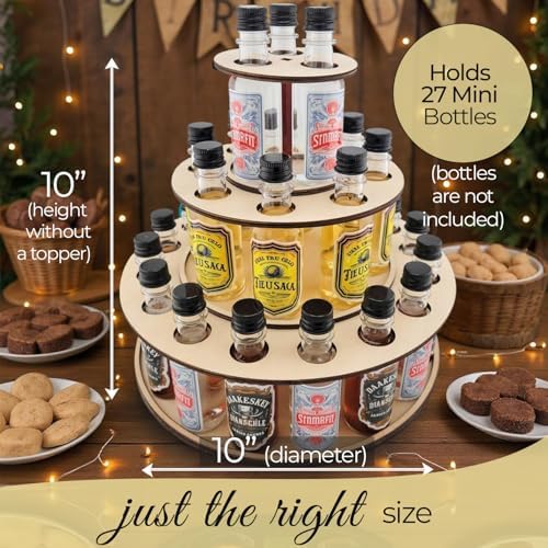 Shot Cake Party Centerpiece Display Three Tier Natural Wood