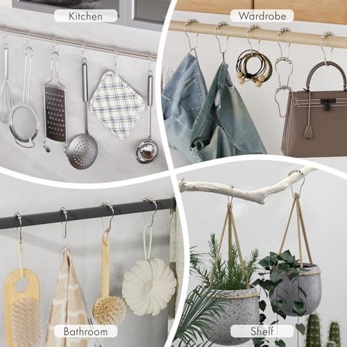 Amazer Decorative Stainless Steel Shower Curtain Hooks Set of 12
