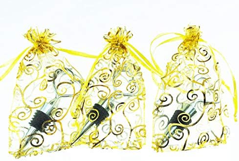 WeddParty 24 PCS Heart Wine Stopper with Organza Bag