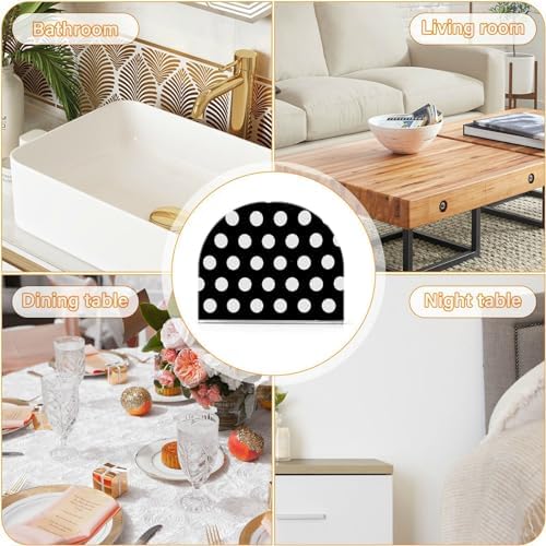 Caikeny Acrylic Napkin Holder Black White Polka Dot
