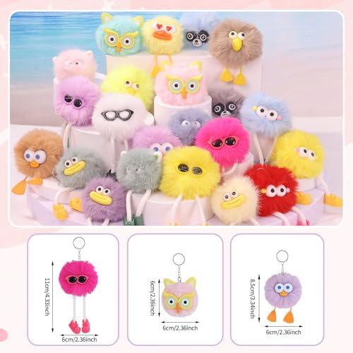 24pcs Kids Keychains Plush Toys for Birthday School Party
