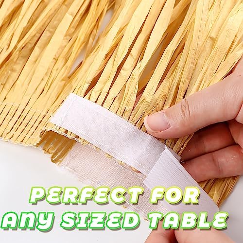 Mixweer 105 Ft Raffia Grass Table Skirt for Hawaiian Party