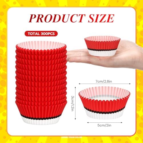 300 Pcs Red White Cupcake Liners for Baking and Parties
