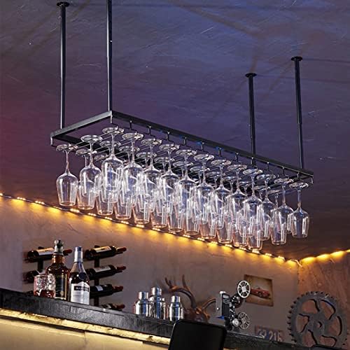 Suuim Iron Hanging Wine Glass Rack Black 60cm