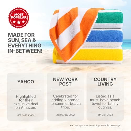 Utopia Towels 4 Pack Cabana Stripe Beach Towels 30x60 Inches