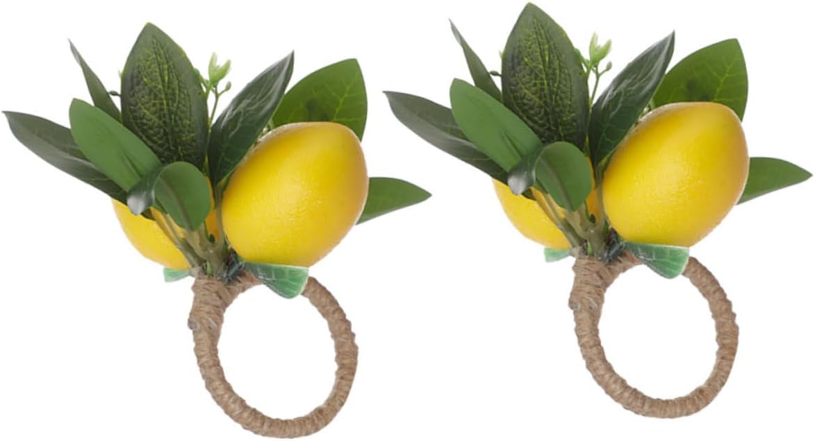2pcs Artificial Lemon Napkin Ring Holder Decor