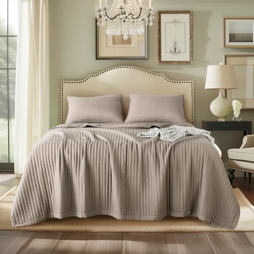 KASENTEX Quilt Bedding Set Camel Oversized Queen 2 Shams