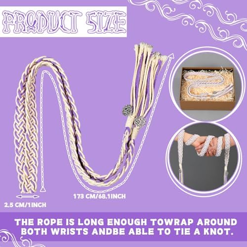 Handfasting Cord Wedding Lasso with Pendants Purple