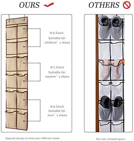 KEEPJOY Hanging Shoe Organizer 12 Pockets Beige