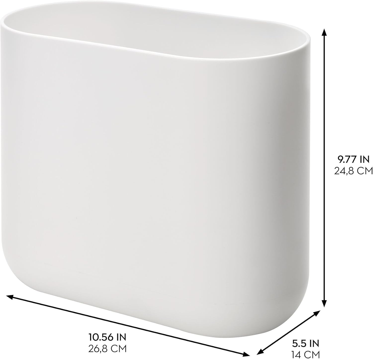 iDesign Slim Oval Plastic Trash Can 1056 x 55 x 977 White